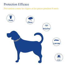 Charger l'image dans la galerie, Collier Antipuces et Anti-Tiques pour Chiens et Chats, Prévention Contre Les Tiques et Les Puces Pendant 8 Mois, Formule Naturelle(62 cm).